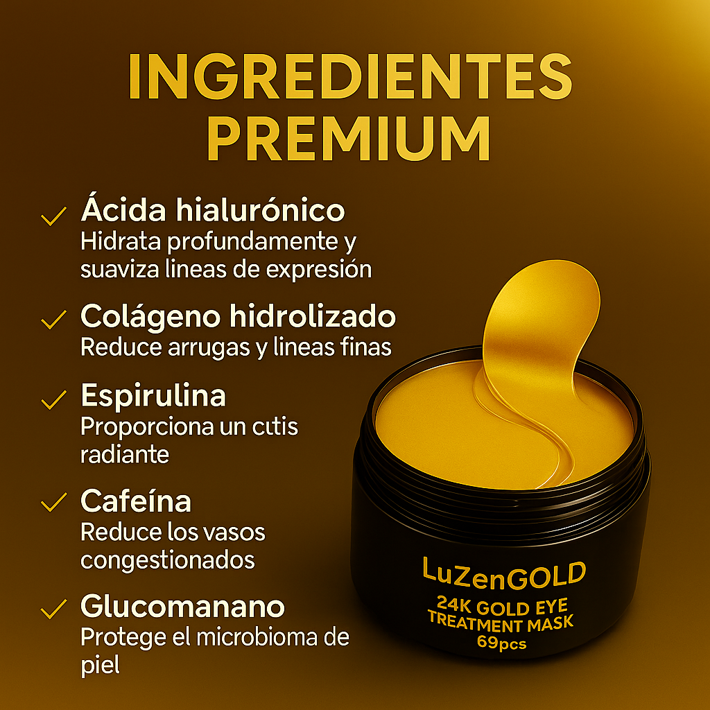 LuZenGold™ – Parches de Oro 24K que Transforman tu Mirada en 15 Minutos